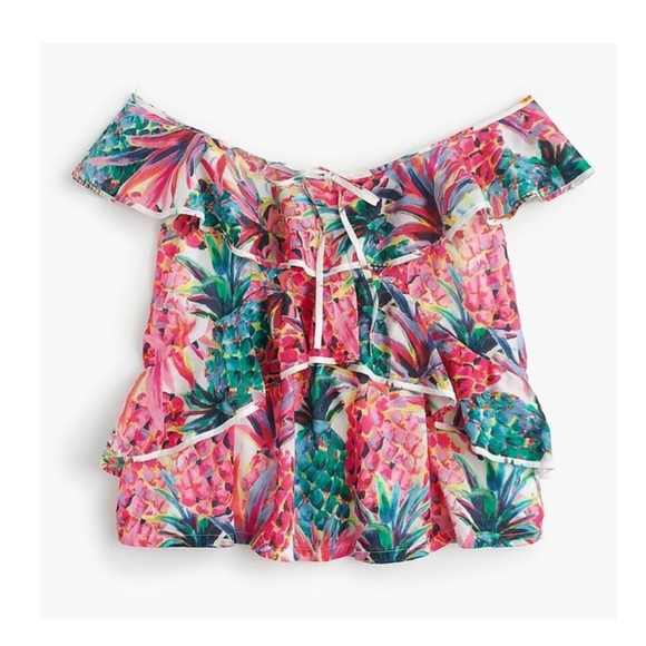 J. Crew Tops - J. Crew Ruffle Ratti Pineapple Top
